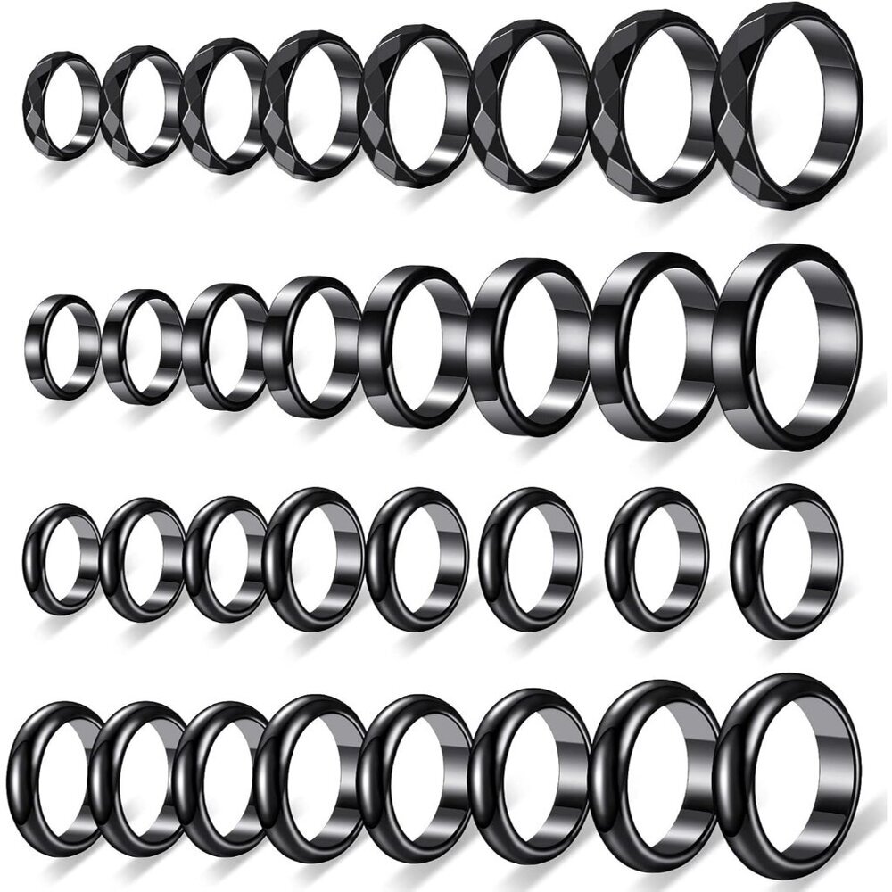 32 Pieces Genuine Hematite Rings Set Negative Energy Ring Non Magnetic Hematite